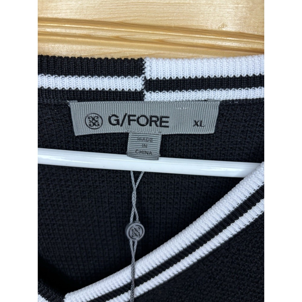 G/FORE Golf Sweater XL Men Onyx Black Waffle Knit Merino Wool V-Neck NWT‎ $295 - Picture 3 of 8